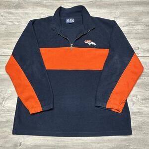 VTG Denver Broncos Jacket Mens XL Blue Orange Colorblock Fleece Starter Brand